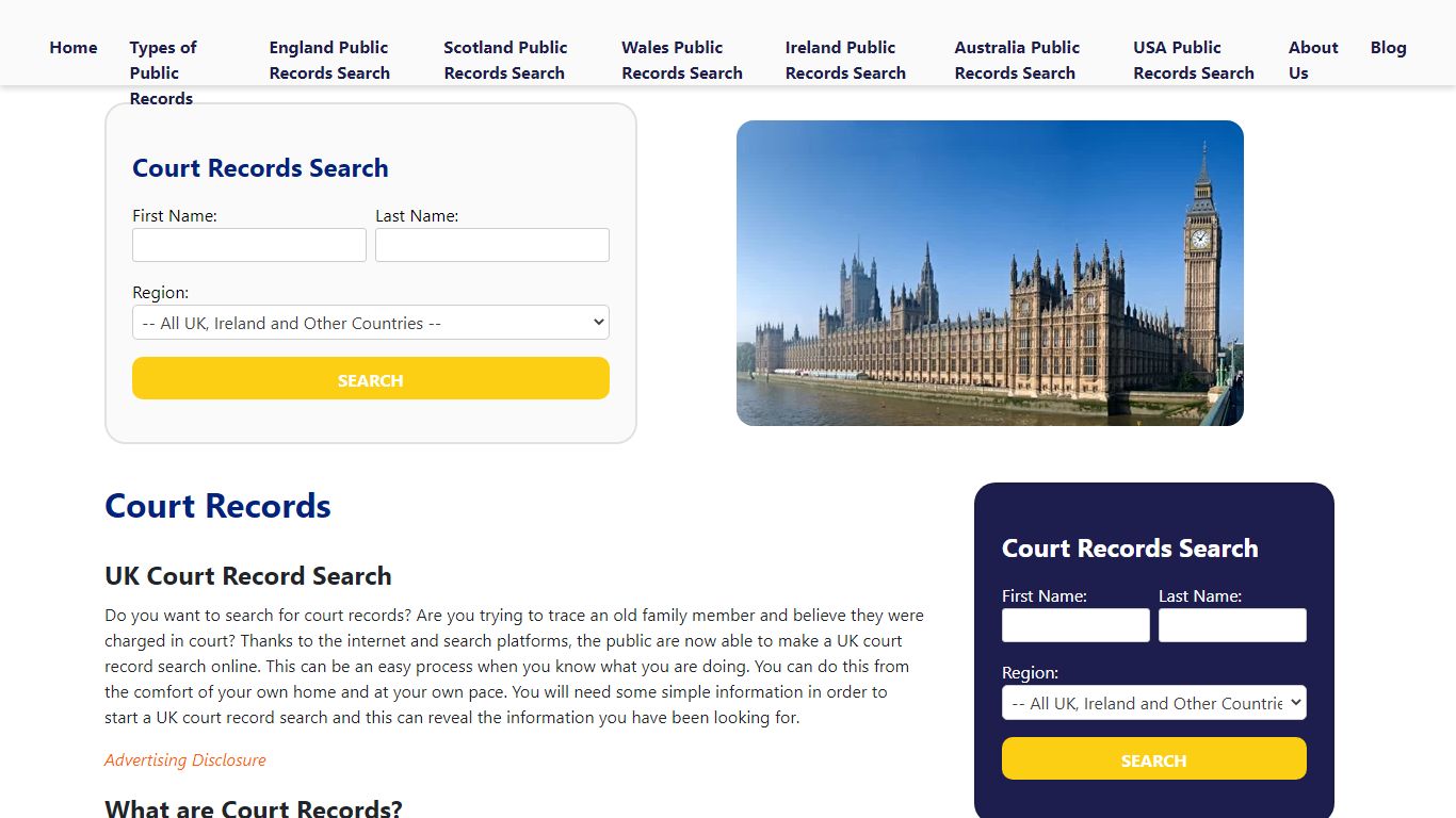 UK Court Records Search - Enter a First and Last Name To Begin